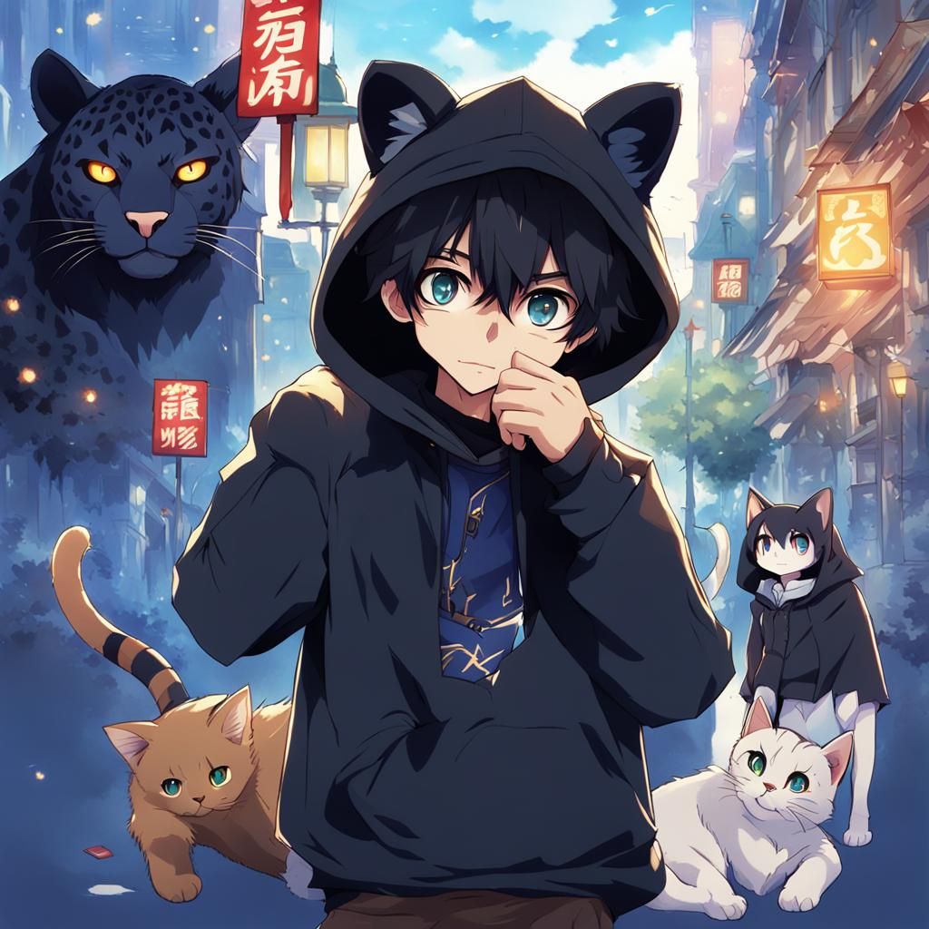 Leopard and Anime Character in Manga Style