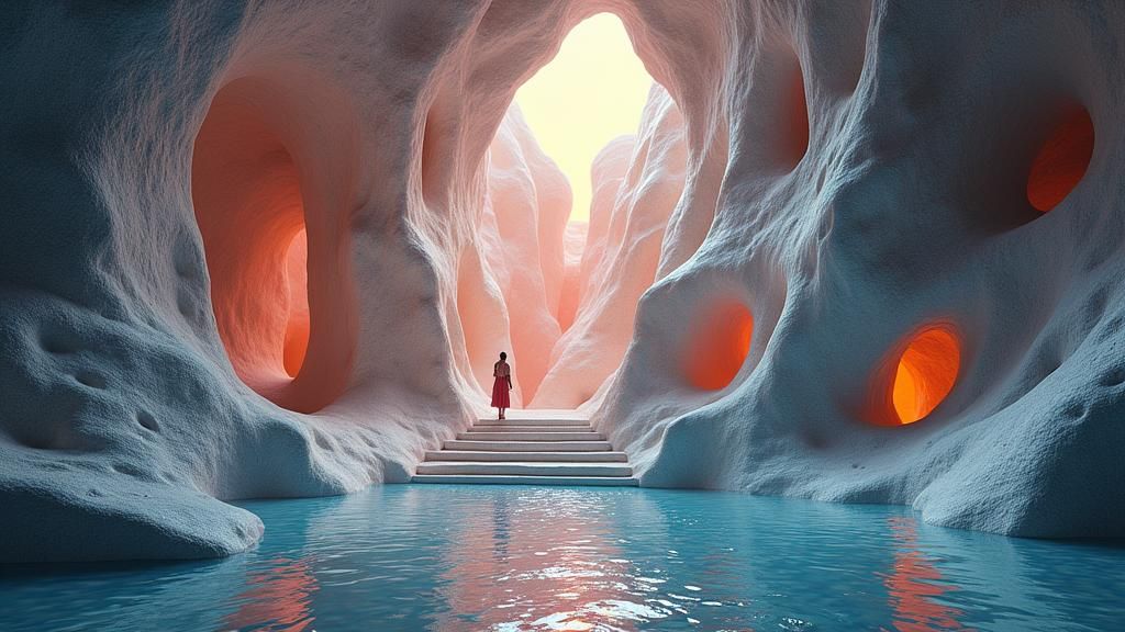 Surreal Cubist Cave with Escher Illusion