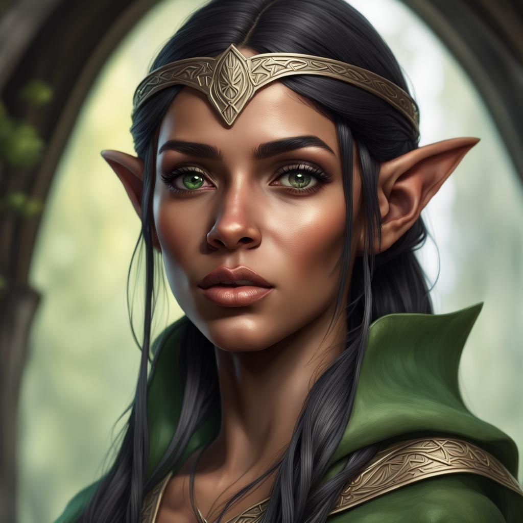 Wood Elf Wizard Portrait in Hyperrealistic Style