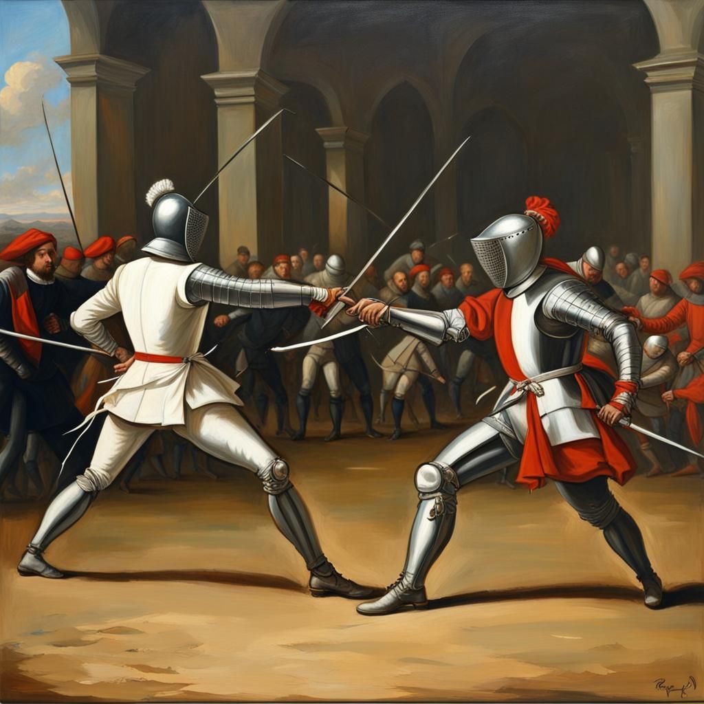 Renaissance Fencing Duel: French vs Italian Swordsmen
