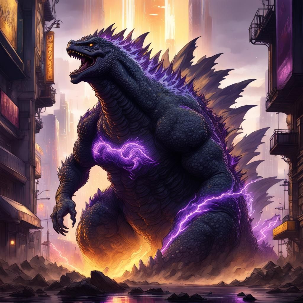 Godzilla in Dark Fantasy Style