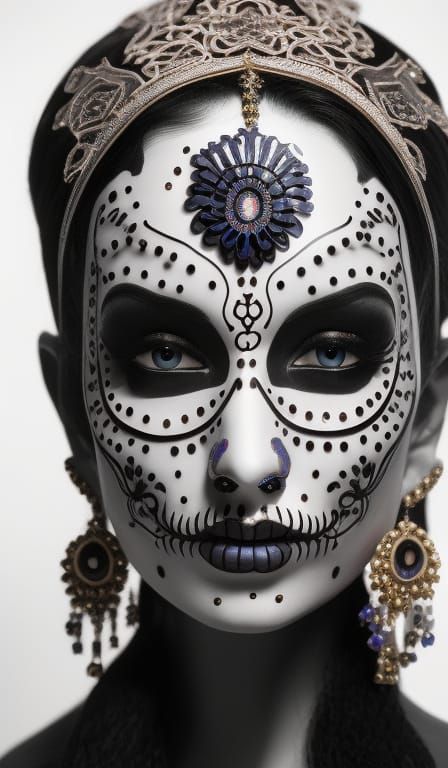 Calavera Catrina Portrait with Iridescent Hair