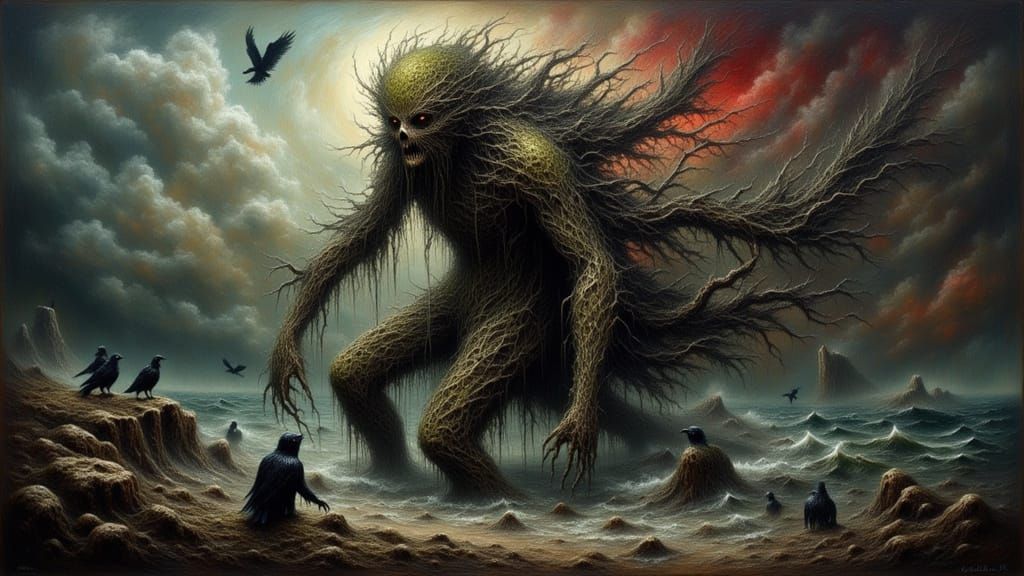 Gothic Surrealist Creature of Land and Sea