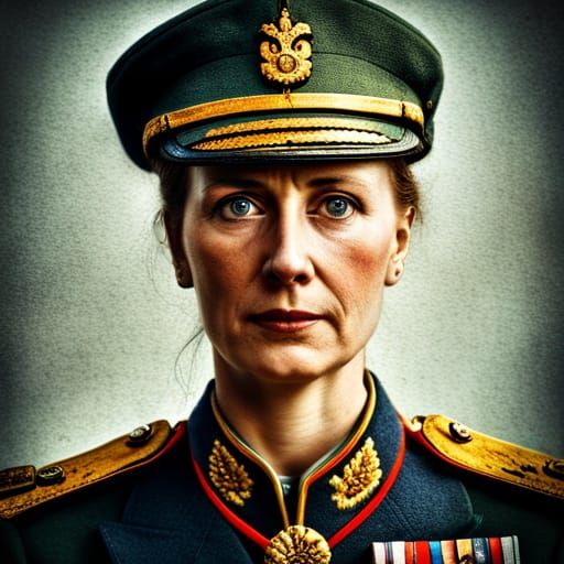 Belgian Female Military Dictator in Color Photo