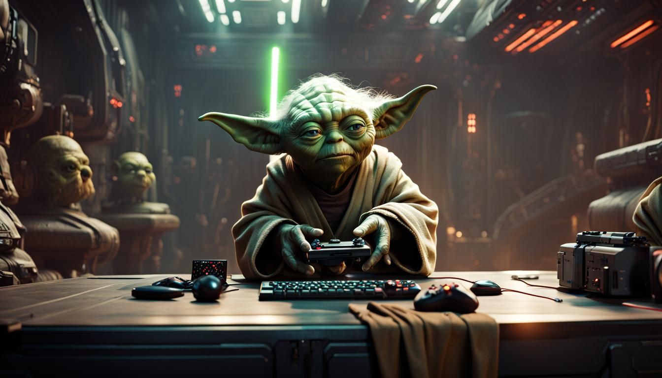 Yoda Plays Video Games: Detailed Matte Painting