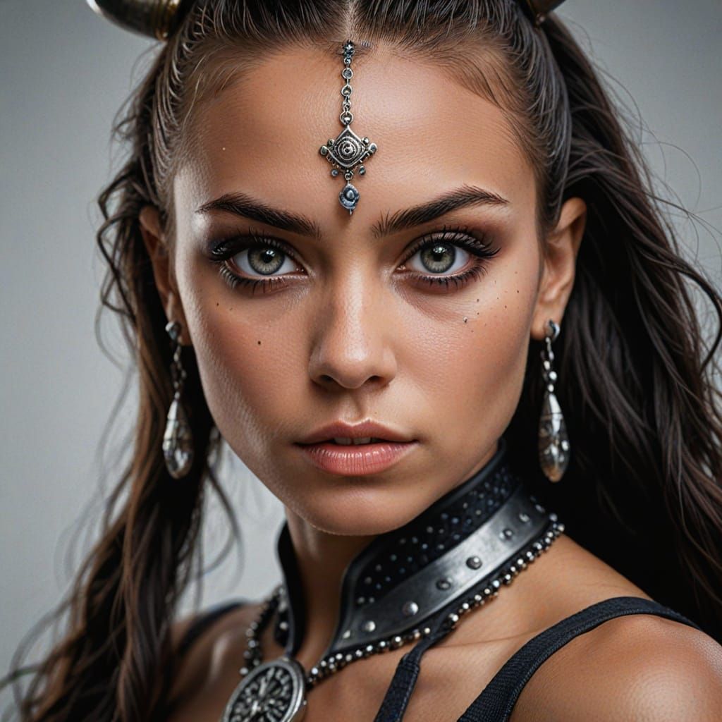 Viking Warrior Woman in Dramatic Makeup