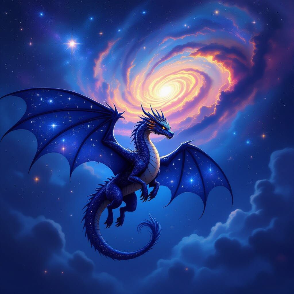 Majestic Star Dragon Soaring Through Cosmic Galaxy