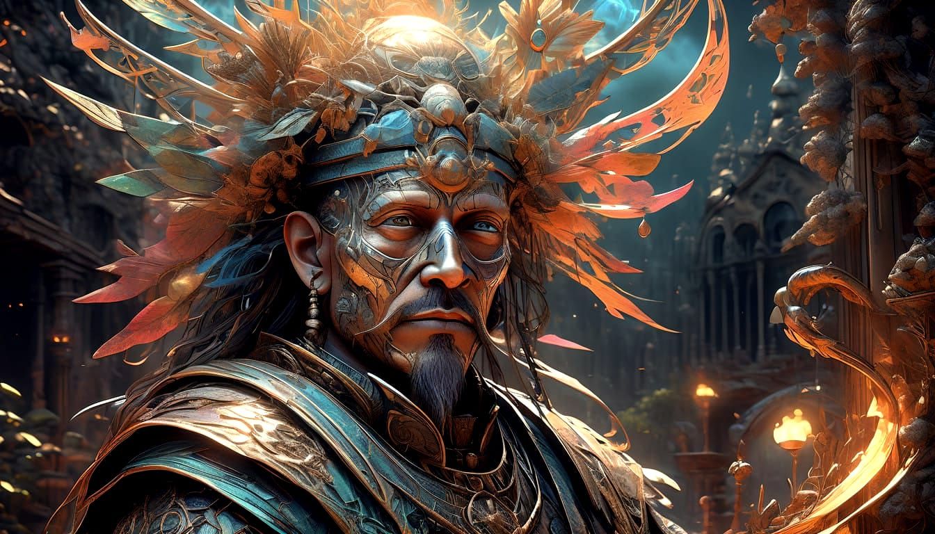 Surreal Warrior King in Vibrant Colors