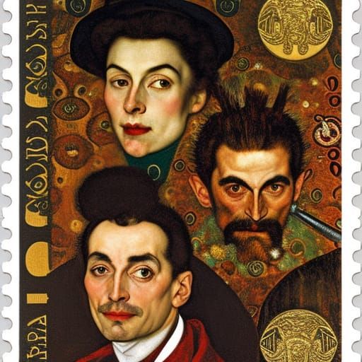 Postage Stamps with Vampire, Mouse, and Hedgehog