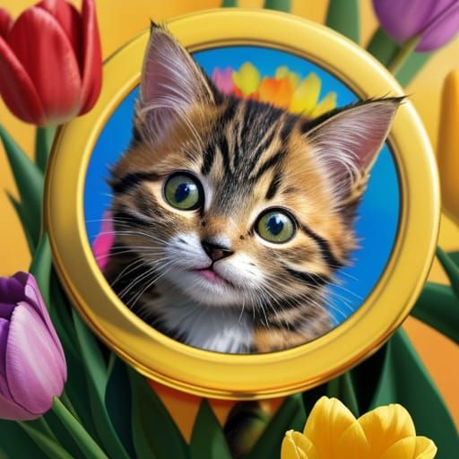 Kitten's Joy: A Whimsical Oil Painting