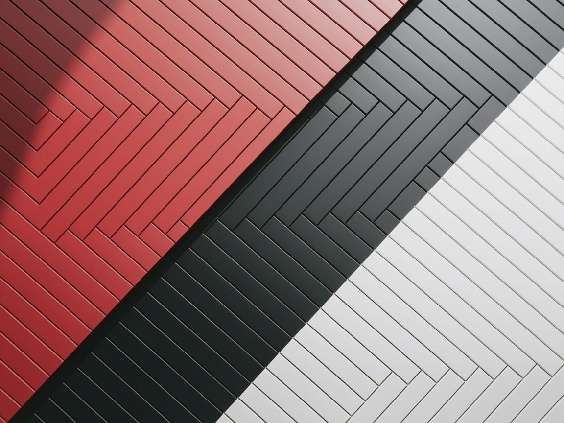 Herringbone Pattern in Red, Gray, Black, White