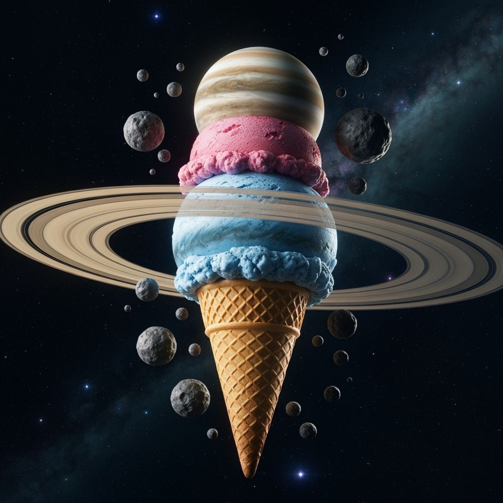 Cosmic Ice Cream Cone with Planetary Rings