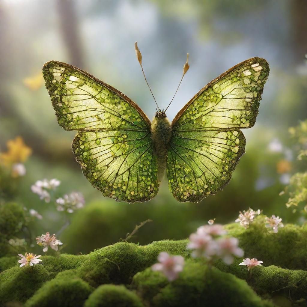 Butterfly Made of Moss and Flowers: Botanical Art