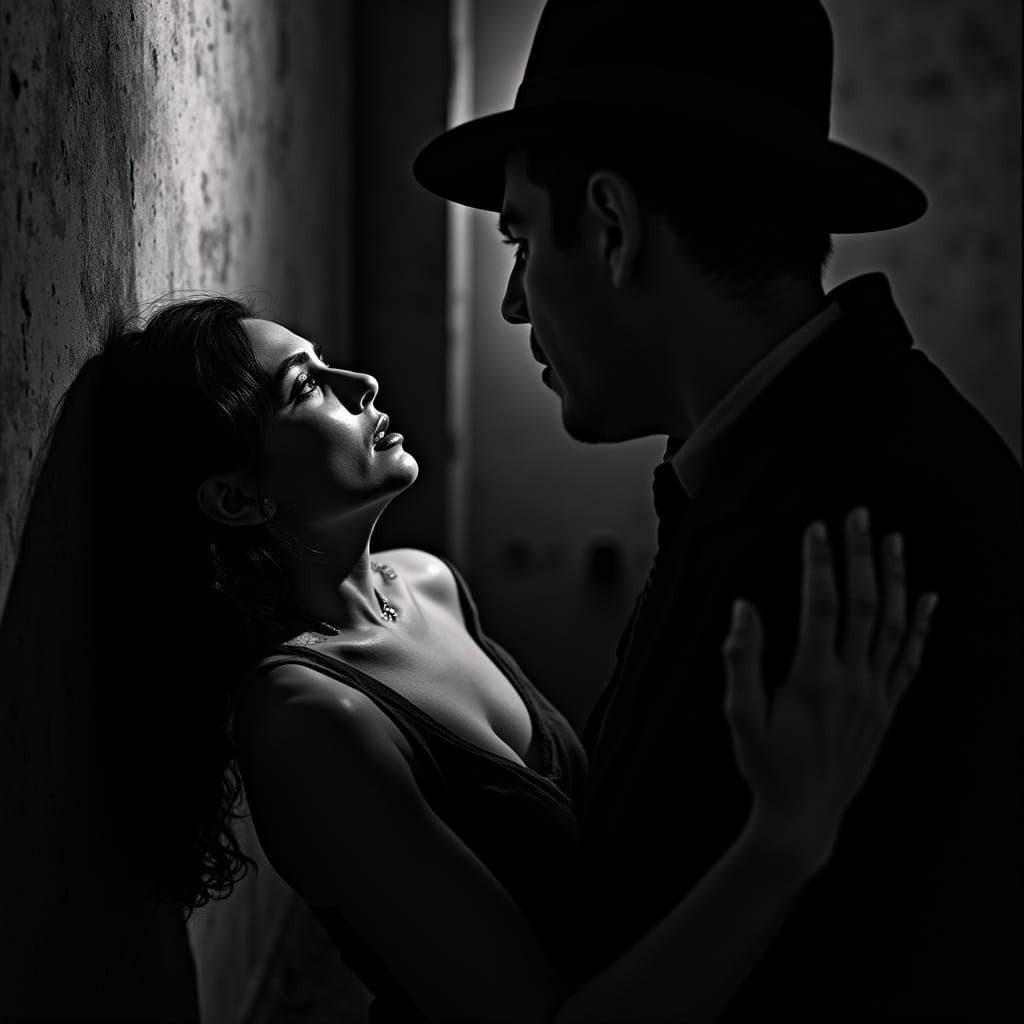 Dark Alleyway Noir: Sinister Encounter