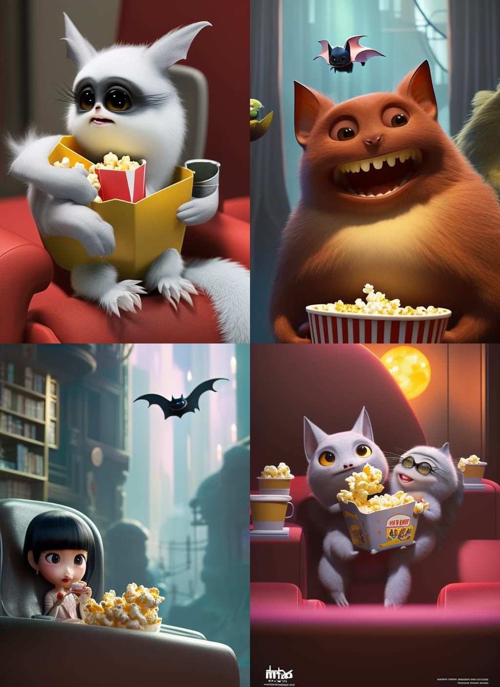 Humanoid Bat at the Cinema, Digital Art