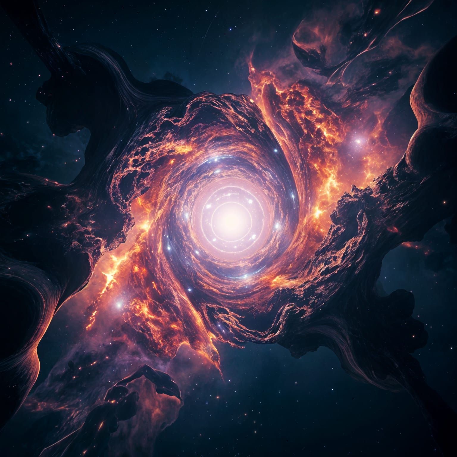 Surreal Cosmic Gateway in Geometric Sci-Fi Style