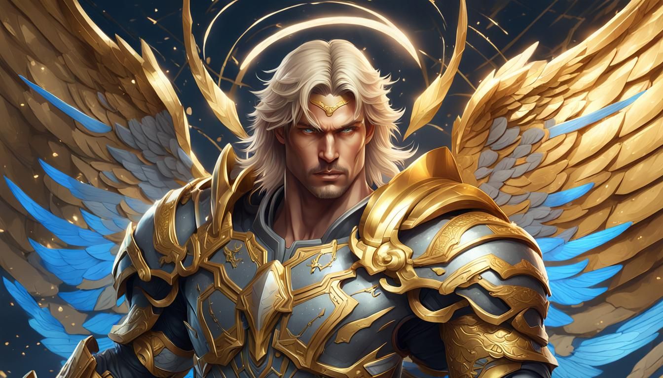Uriel: Hyperrealistic Angel in Golden Armor