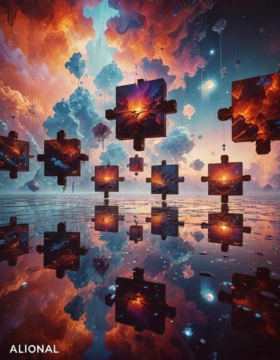 Surreal Floating Panels in Dreamlike Liminal Space