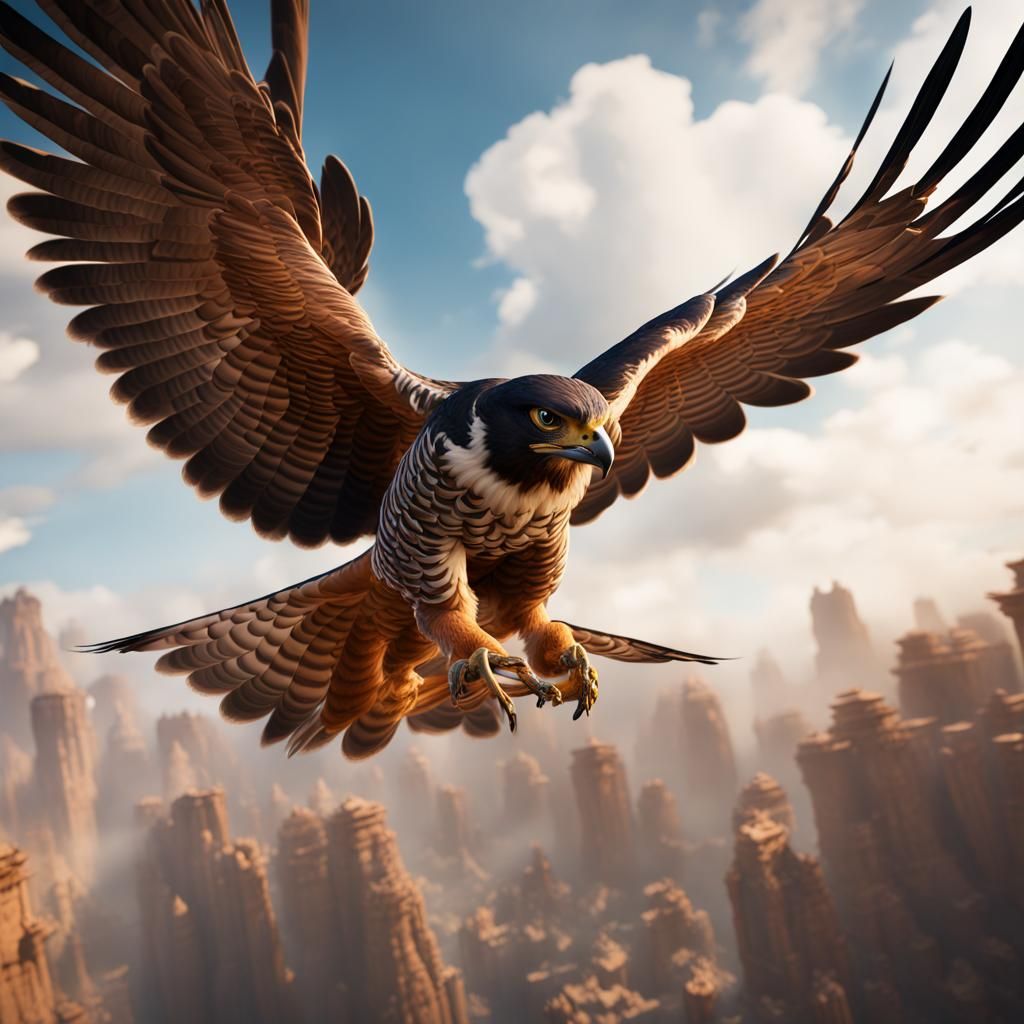 Majestic Falcon in Flight: Fantasy Concept Art