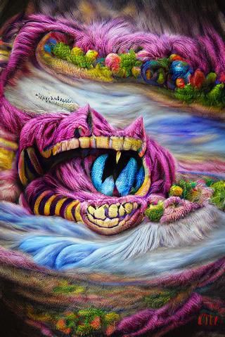 Whimsical Cheshire Cat Digital Illustration