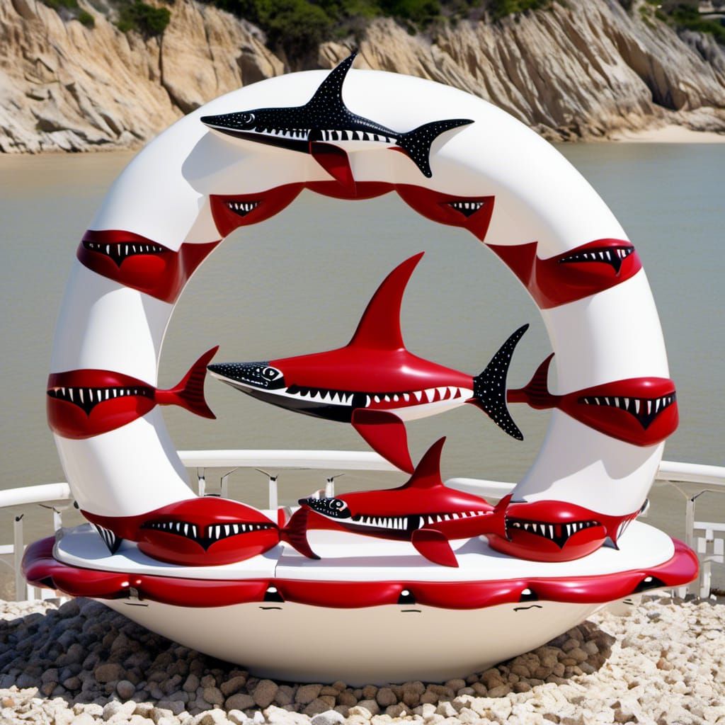 Art Deco Sharks and Cruise Ship