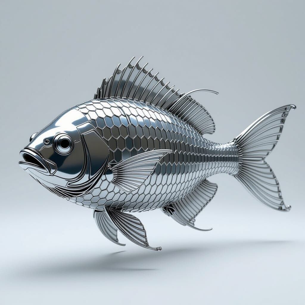 Intricate Metal Wire Fish Sculpture