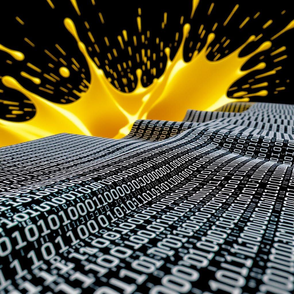 Binary Code Tablecloths with Yellow Accents in Digital Art S...