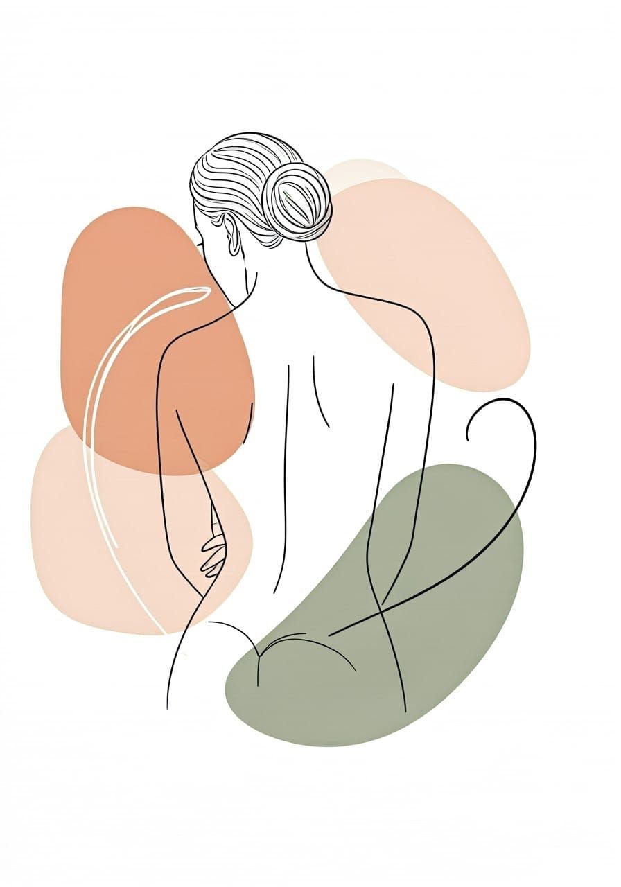 Elegant Fine Line Sketch of a Woman's Back in a Minimalist F...
