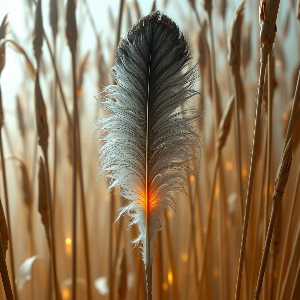 Mystical Ostrich Feather Inspired by Egyptian Book of the De...