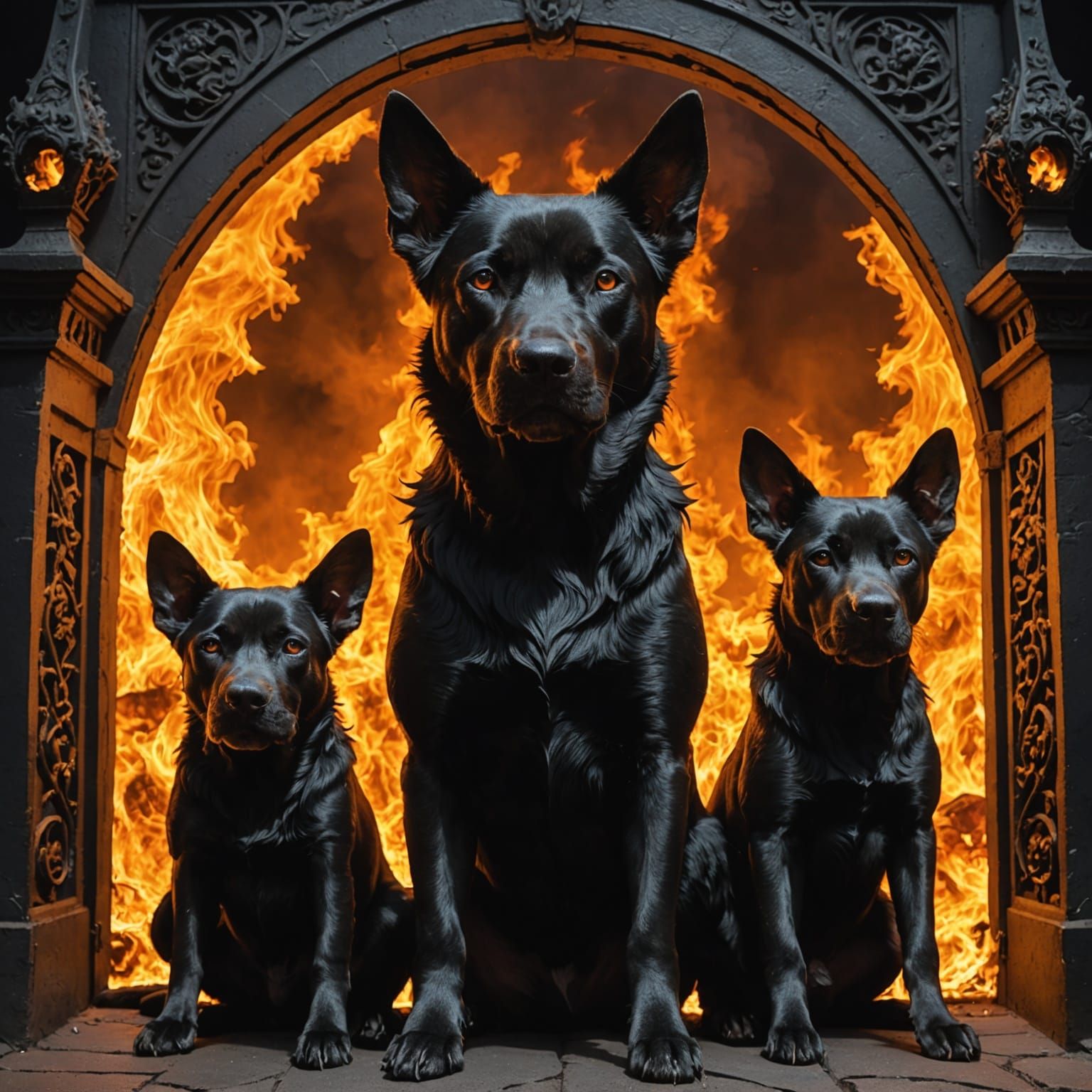 Surreal Gates of Hell Scene in Dark Fantasy Style