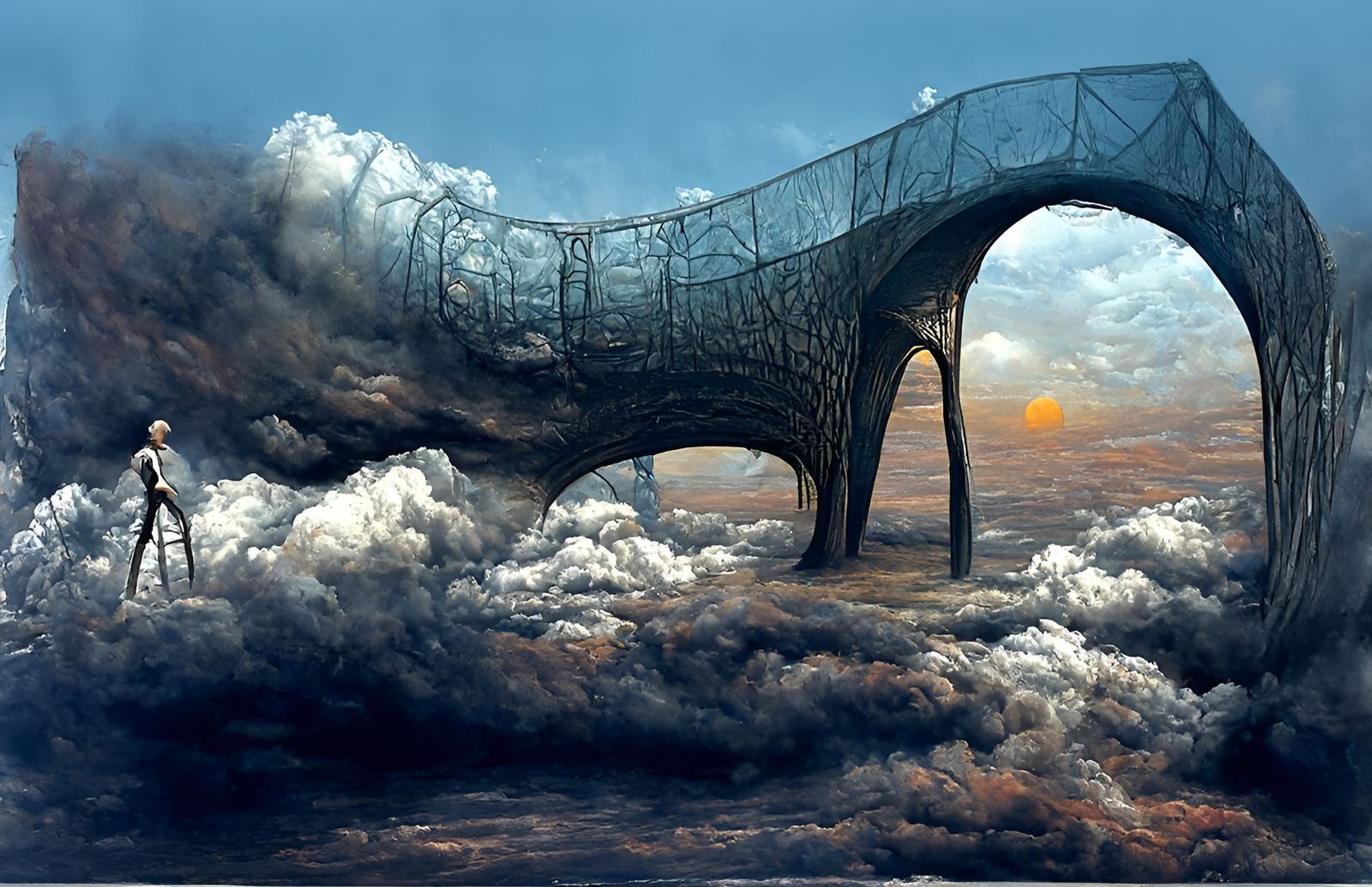 Surreal World Walker on Metal Arch