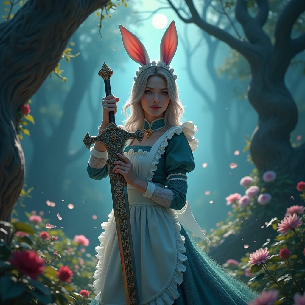Maid of Moonlit Dreams in Epic Fantasy Art Style