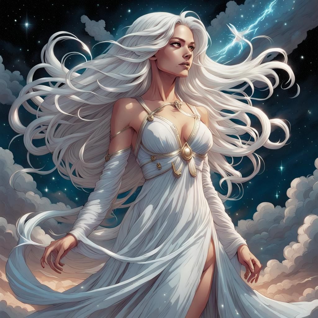 Dream Goddess with Star Dress in Comic Book Style