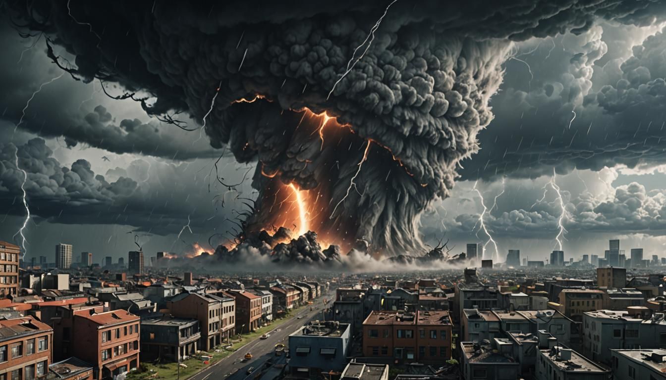 Tornado Devastates City in Hyper-Realistic Anime Art
