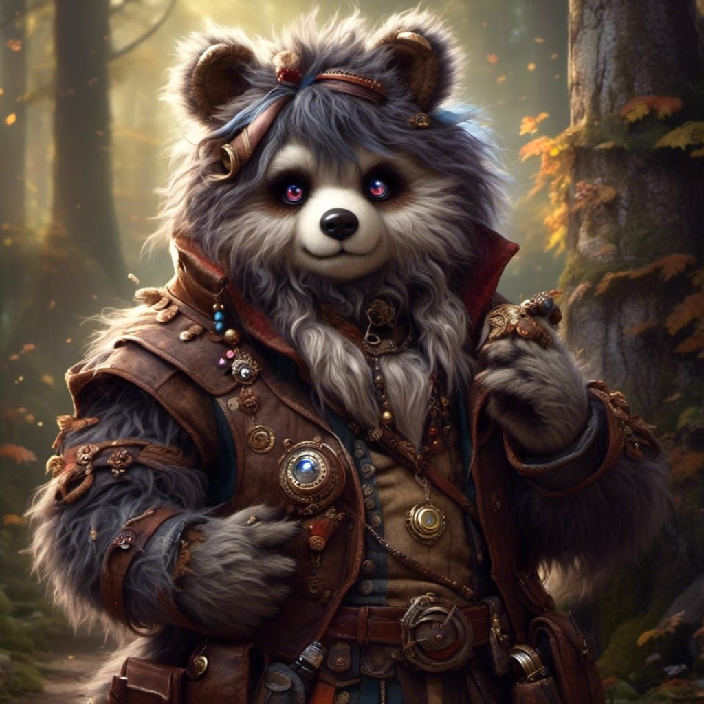 Anthropomorphic Raccoon Character in Digital Art Style