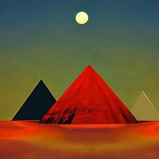 Black Pyramid in Red Desert: Abstract Art