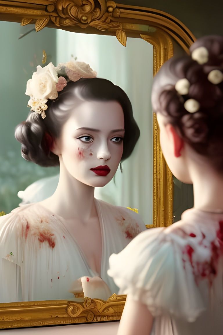 Eerie Zombie Girl Portrait in Horror Style