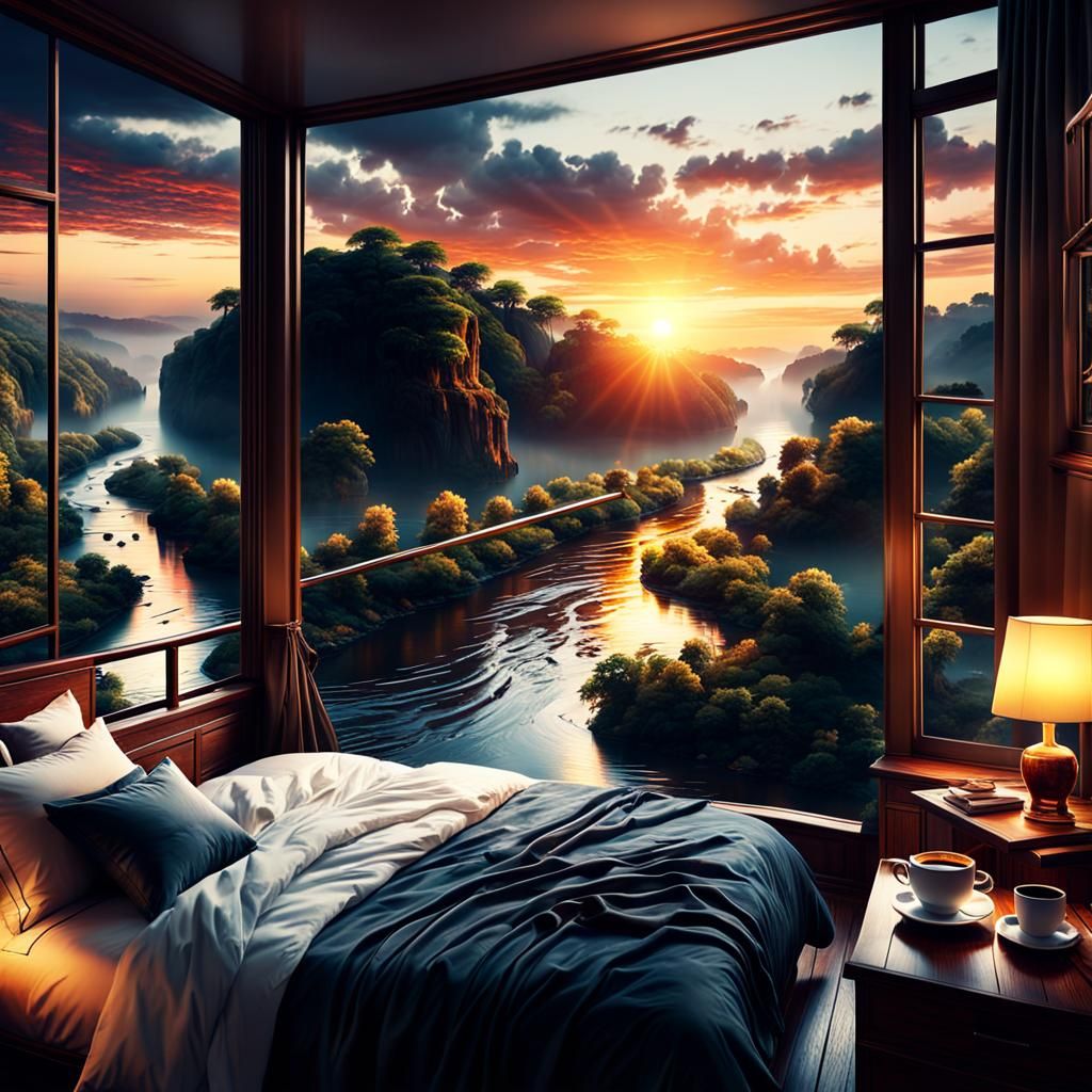 Sunset River View from Luxury Bedroom