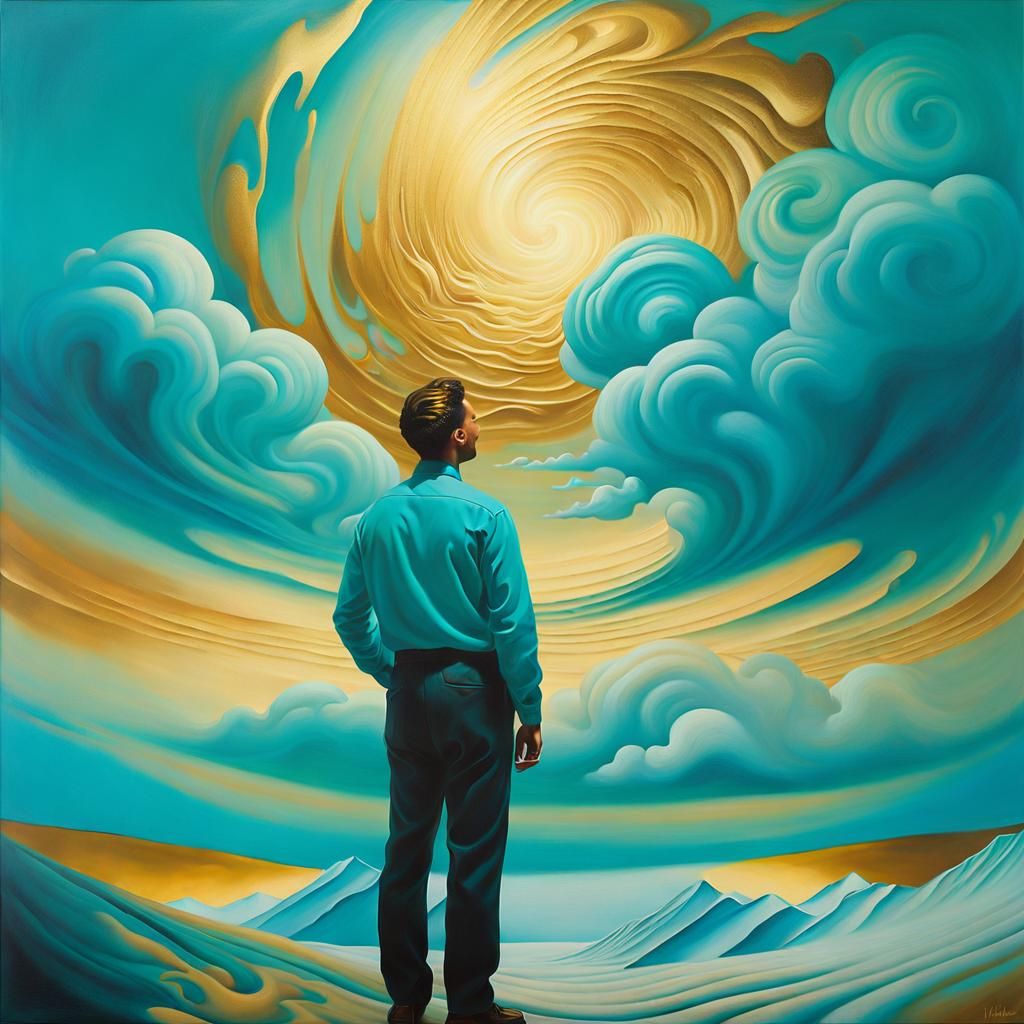 Melting Surrealism Dreamscape: Ethereal Oil Painting