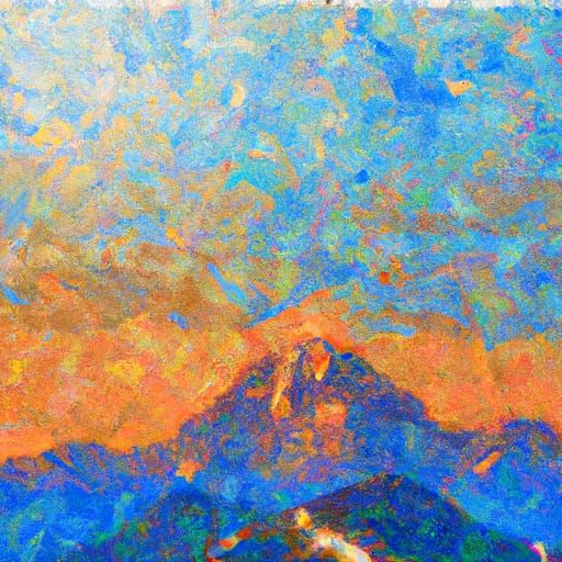 Mount Olympus: Neo-Impressionist Oil Painting