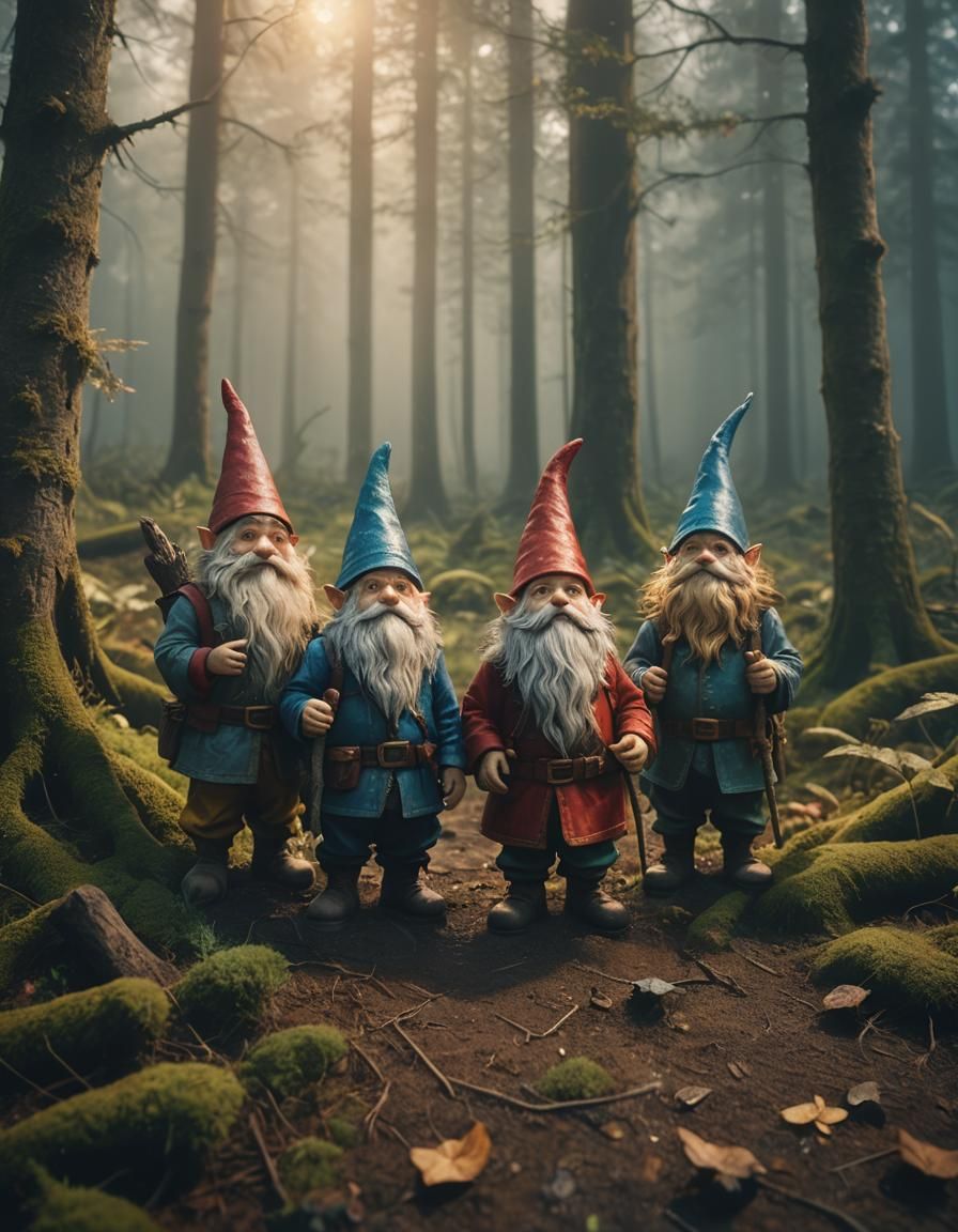 Gnomes in Misty Forest: Cinematic Anime 3D Art