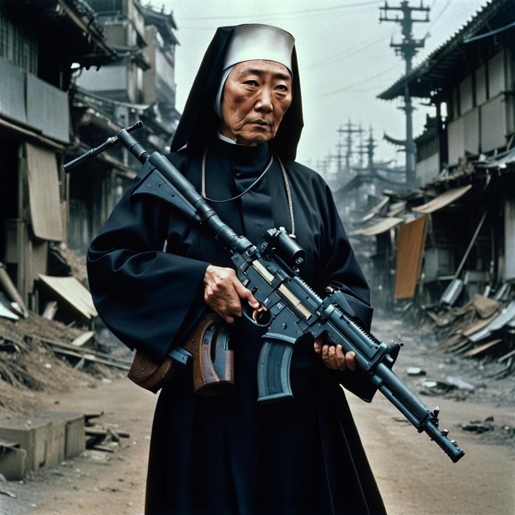 Takeshi Kitano as Nun in Decayed Tokyo