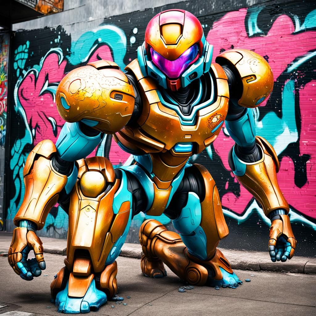 Samus as Colorful Graffiti Art, Ultra Detailed
