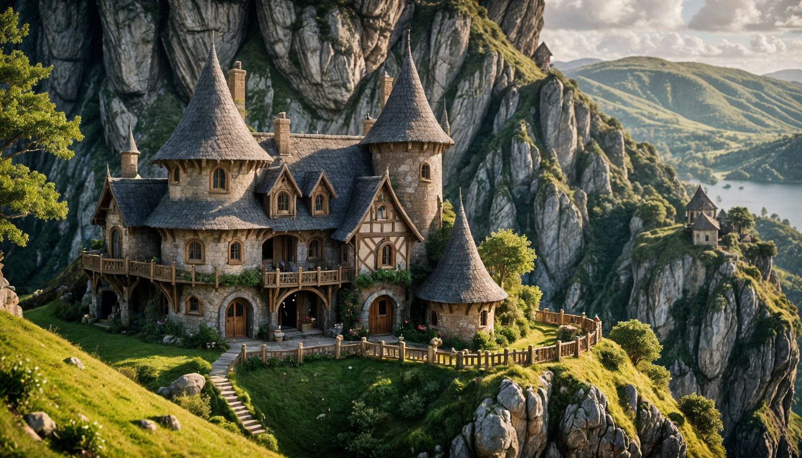 Ethereal Cliffside Elven Cottage in Whimsical Castle Style