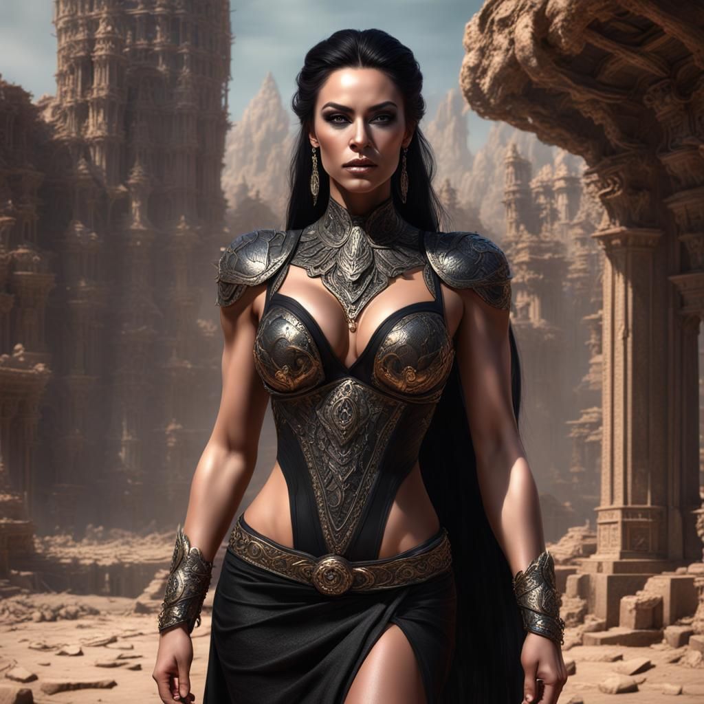 Fantasy Art: Muscled Woman with Hourglass Figure