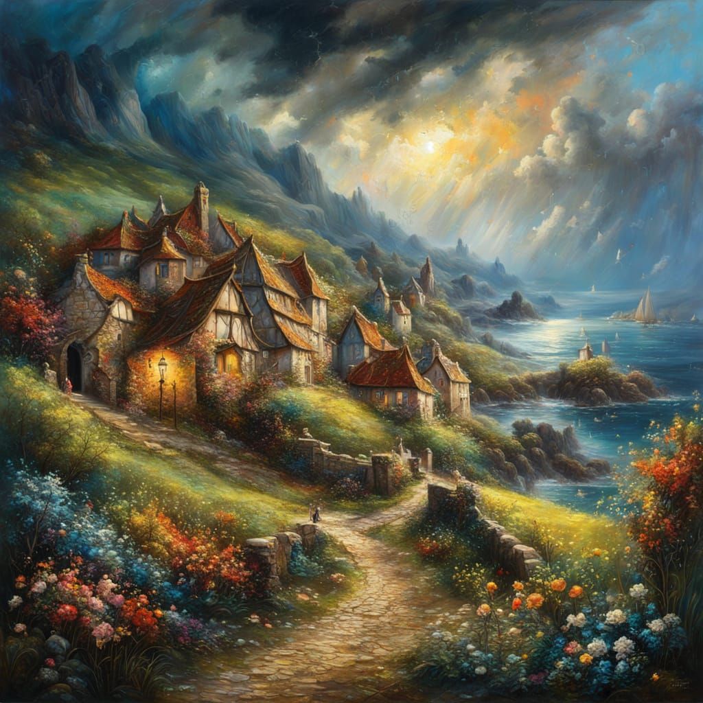 Stormy Spring in a Wild Medieval Coastal Village