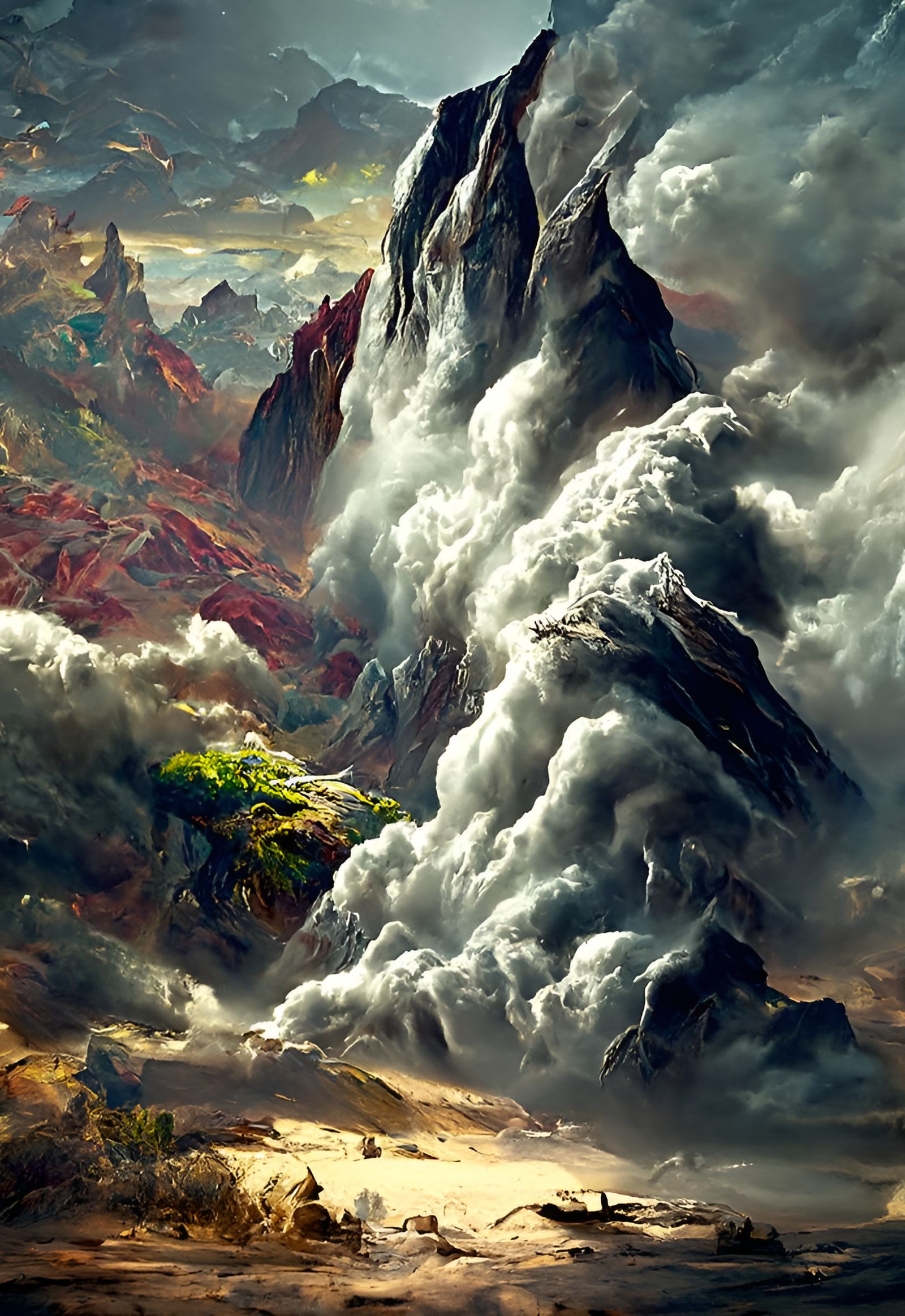 Epic Storm Over Desert Mountains, Hyperrealism