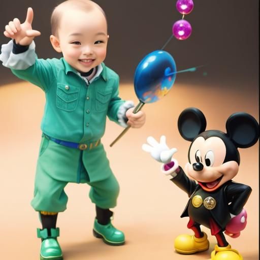 MICKEY MOUSE &
PLUTO WITH PEACE SIGN STEAMPUNK STYLE