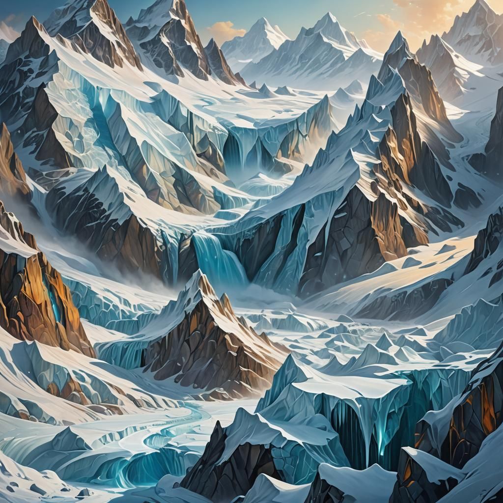 Majestic Glaciers Rise in Vivid Digital Painting