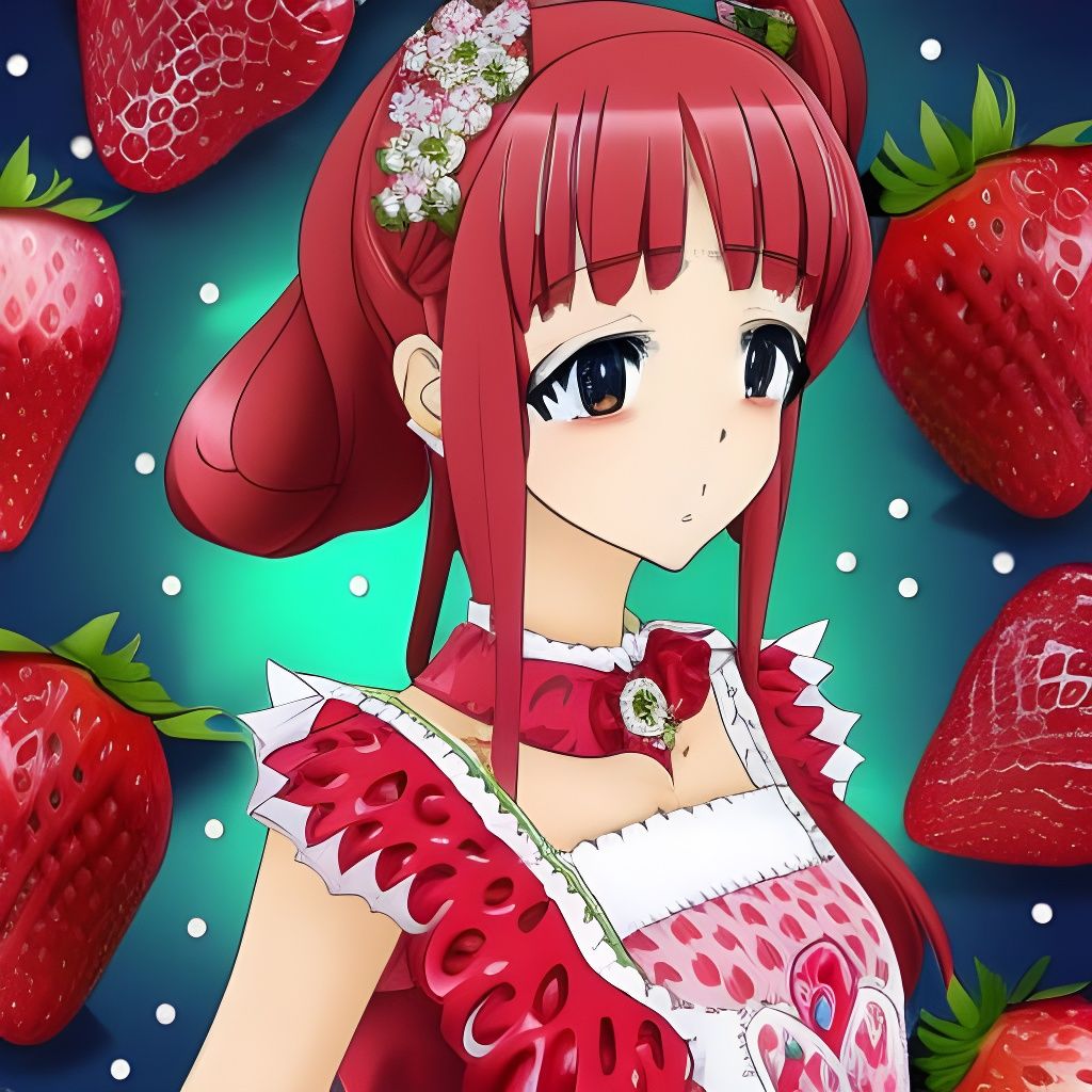 Anime Strawberry Princess in a Strawberry Field
